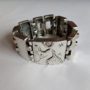 Szeroka segmentowa bransoleta w stylu vintage masywna artystyczna handmade