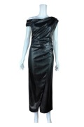 River Island czarna sukienka maxi vegan leather UK S