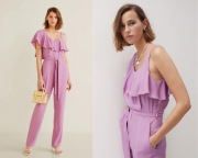 MANGO kombinezon NOWY lila lawenda falbanki XS/34