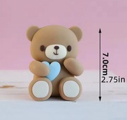 Figurka Miś serce niebieskie 1 szt. - ozdoba na tort urodzinowy 7 cm