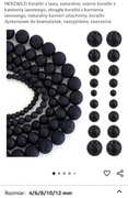 Czarna naturalna lawa, 274 sztuki, 5 wielkości, 5 sznurów