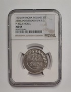 PRÓBA Nikiel 20 zł 1974 XXV lat RWPG  NGC MS64