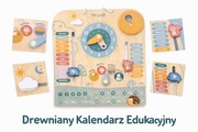 Drewniany Kalendarz Edukacyjny dla Dziecka Zegar PolarB