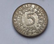 Moneta 5 Marek RFN 1956 rok srebro 