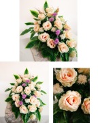 Kompozycja nagrobna 76 cm róże betonowa misa stroik na grób