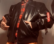 Czarna kurtka skórzana, gangsterska ALPHA INDUSTRIES XXXL