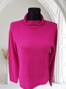 Sweter damski z golfem fuksja 100% kaszmir – intensywny kolor, klasyczny
