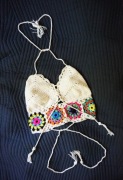S 36 crop top szydełkowy lato kwiaty bralet boho