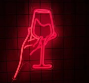 NEON KIELISZEK WINA WINO SZYLD LED BAR RESTAURACJA DEKORACJA PREZENT 
