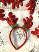 czerwone rogi renifera z dzwoneczkami - opaska