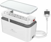 Pudełko do organizacji kabli z listwą zasilającą wtyczki angielskie