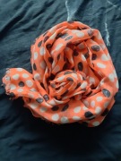 Szal, apaszka komin niebieski grochy łosoś 2szt