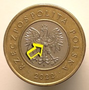 2 ZŁOTE 2022 MONETA  >>> DESTRUKT >>> NADLEWKA NA ORLE