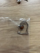 Broszka bursztynowa i srebrna