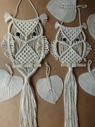 MAKRAMA DUŻA DO SALONU SYPIALNI DWIE SOWY XL zestaw 2 szt duża  80 cm