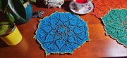 Turkusowa szydełkowa serwetka 30 cm Handmade