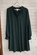 Sukienka koszulowa szmizjerka mini stójka H&M butelkowa zieleń XL 42