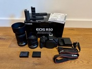 CANON R50 + 2 obiektywy + 2 baterie, RF-S 18-45 IS STM + RF-S 55-210mm