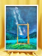 "Nieznajowa" wioska drzwi abstrakcja obraz w ramie 73x53 Mvcha Nie Siada 