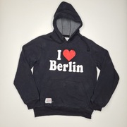 Czarna bluza z kapturem hoodie oversize vintage I Love Berlin y2k