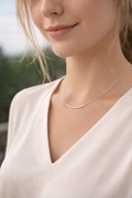 Srebrzysty naszyjnik łańcuszek do obojczyka – delikatny, NOWY