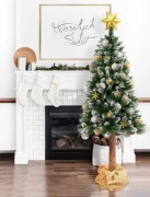 Choinka Na Pniu Sztuczna Sosna Diamentowa Ośnieżona Jak Żywa + Lampki Led