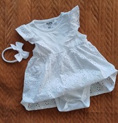 Biała wizytowa sukienka 68 cm