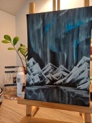 Obraz ręcznie malowany farbami na tekturze, 34,5x24,5