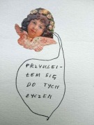 Wisława SZYMBORSKA, kartka , autograf, wyklejanka, życzenia,1998 rok Kraków