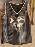 Bluzka Top czarna siateczka serce