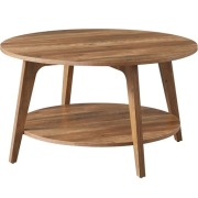 Stolik kawowy NORDIC 80 cm – okrągły, 2 poziomy, brązowy