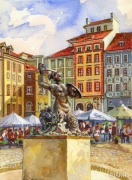 Obraz Akwarela - Warszawa, Stare Miasto, Syrenka