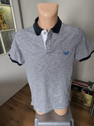 Superdry koszulka polo L/XL w paski biała granatowa 