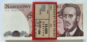 Polska, PRL, paczka bankowa 100 złotych 1986, Warszawa, seria RR 
