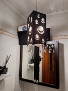 Lampa wisząca drewniana kryształki.