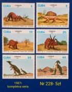 Znaczki fauna:228: dinozaury- Kuba 1987r **