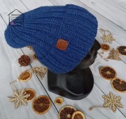 Czapka beanie z wywinięciem,ciepła, wełniana, rękodzieło, handmade 