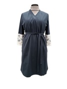 Szlafrok damski klasyczny na zakłady z paskiem