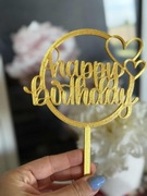 Topper toper dekoracja na tort urodziny zloty