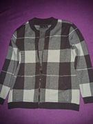 Sweter damski rozpinany w kratę kremowo-brązową. Nowy bez metki. Rozmiar 44