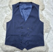 Kamizelka garniturowa M Granatowa w kratkę Burton Menswear London