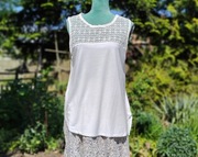 Biała bluzka H&M L 40 wiskoza koronka top koszulka