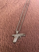 Naszyjnik chain srebrny glock modny stylowy vintage retro y2k