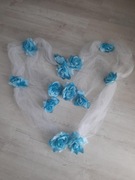 Ozdoby ślubne na samochód niebieskie róże