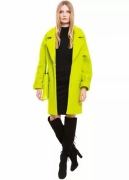 34 XS Simple zółty zielony neonowy wełniany płaszcz 