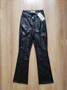 Nowe! Czarne spodnie damskie Amy Lynn z eko skóry dzwony z metką roz. S 36