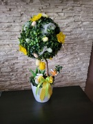 Drzewko Szczęścia z Bukszpanu Stroik Wielkanoc