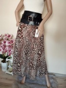 Długa spódnica maxi centki panterka pasek skóra ekologiczna eko skórka pas