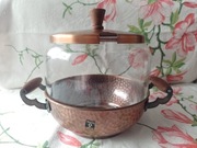 Bola na poncz kompot Sygnowana miedź młotkowana i szkło