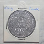 Stara Moneta Niemcy Prusy 5 Marek 1907 r.